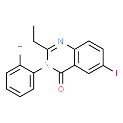 ChemSpider 2D Image | 2-Ethyl-3-(2-fluorophenyl)-6-iodo-4(3H)-quinazolinone | C16H12FIN2O