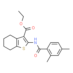 ChemSpider 2D Image | Ethyl 2-[(2,4-dimethylbenzoyl)amino]-4,5,6,7-tetrahydro-1-benzothiophene-3-carboxylate | C20H23NO3S
