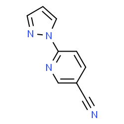 ChemSpider 2D Image | 6-(1H-Pyrazol-1-yl)nicotinonitrile | C9H6N4