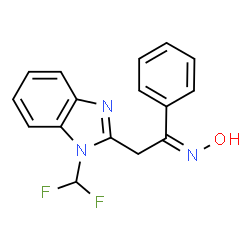ChemSpider 2D Image | (1Z)-2-[1-(Difluoromethyl)-1H-benzimidazol-2-yl]-N-hydroxy-1-phenylethanimine | C16H13F2N3O