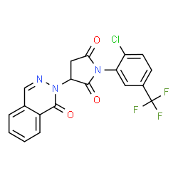 ChemSpider 2D Image | 1-[2-Chloro-5-(trifluoromethyl)phenyl]-3-(1-oxo-2(1H)-phthalazinyl)-2,5-pyrrolidinedione | C19H11ClF3N3O3