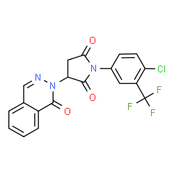 ChemSpider 2D Image | 1-[4-Chloro-3-(trifluoromethyl)phenyl]-3-(1-oxo-2(1H)-phthalazinyl)-2,5-pyrrolidinedione | C19H11ClF3N3O3