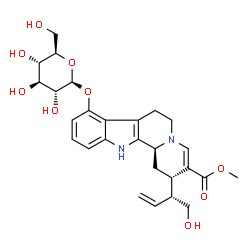 ChemSpider 2D Image | Methyl (2S,12bS)-8-(beta-D-glucopyranosyloxy)-2-[(2R)-1-hydroxy-3-buten-2-yl]-1,2,6,7,12,12b-hexahydroindolo[2,3-a]quinolizine-3-carboxylate | C27H34N2O9