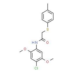 ChemSpider 2D Image | N-(4-Chloro-2,5-dimethoxyphenyl)-2-[(4-methylphenyl)sulfanyl]acetamide | C17H18ClNO3S