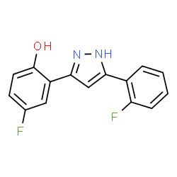 ChemSpider 2D Image | 4-Fluoro-2-[5-(2-fluorophenyl)-1H-pyrazol-3-yl]phenol | C15H10F2N2O