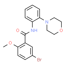 ChemSpider 2D Image | 5-Bromo-2-methoxy-N-[2-(4-morpholinyl)phenyl]benzamide | C18H19BrN2O3