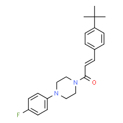 ChemSpider 2D Image | (2E)-1-[4-(4-Fluorophenyl)-1-piperazinyl]-3-[4-(2-methyl-2-propanyl)phenyl]-2-propen-1-one | C23H27FN2O