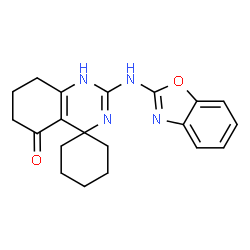 ChemSpider 2D Image | 2'-(1,3-Benzoxazol-2-ylamino)-7',8'-dihydro-1'H-spiro[cyclohexane-1,4'-quinazolin]-5'(6'H)-one | C20H22N4O2