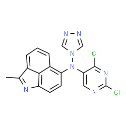 ChemSpider 2D Image | N-(2,4-Dichloro-5-pyrimidinyl)-2-methyl-N-(4H-1,2,4-triazol-4-yl)benzo[cd]indol-6-amine | C18H11Cl2N7