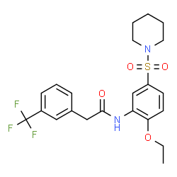 ChemSpider 2D Image | N-[2-Ethoxy-5-(1-piperidinylsulfonyl)phenyl]-2-[3-(trifluoromethyl)phenyl]acetamide | C22H25F3N2O4S