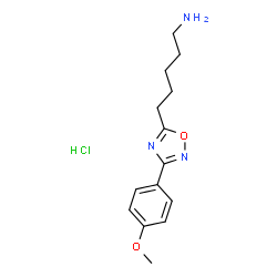 ChemSpider 2D Image | 5-[3-(4-Methoxyphenyl)-1,2,4-oxadiazol-5-yl]-1-pentanamine hydrochloride (1:1) | C14H20ClN3O2