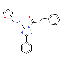 ChemSpider 2D Image | 1-{5-[(2-Furylmethyl)amino]-3-phenyl-1H-1,2,4-triazol-1-yl}-3-phenyl-1-propanone | C22H20N4O2