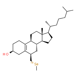 ChemSpider 2D Image | (3beta,6beta)-6-{[Methyl(~75~Se)selanyl]methyl}-19-norcholest-5(10)-en-3-ol | C28H48O75Se