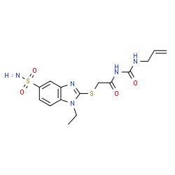 ChemSpider 2D Image | N-(Allylcarbamoyl)-2-[(1-ethyl-5-sulfamoyl-1H-benzimidazol-2-yl)sulfanyl]acetamide | C15H19N5O4S2