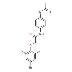 ChemSpider 2D Image | N-(4-Acetamidophenyl)-2-(4-bromo-2,6-dimethylphenoxy)acetamide | C18H19BrN2O3