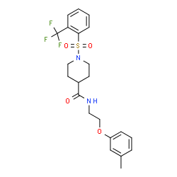ChemSpider 2D Image | N-[2-(3-Methylphenoxy)ethyl]-1-{[2-(trifluoromethyl)phenyl]sulfonyl}-4-piperidinecarboxamide | C22H25F3N2O4S