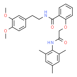 ChemSpider 2D Image | N-[2-(3,4-Dimethoxyphenyl)ethyl]-2-[2-(mesitylamino)-2-oxoethoxy]benzamide | C28H32N2O5
