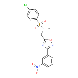 ChemSpider 2D Image | 4-Chloro-N-methyl-N-{[3-(3-nitrophenyl)-1,2,4-oxadiazol-5-yl]methyl}benzenesulfonamide | C16H13ClN4O5S