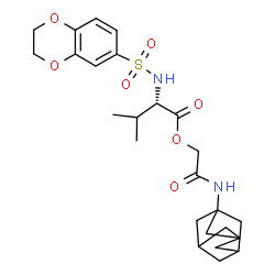 ChemSpider 2D Image | 2-(Adamantan-1-ylamino)-2-oxoethyl N-(2,3-dihydro-1,4-benzodioxin-6-ylsulfonyl)-L-valinate | C25H34N2O7S