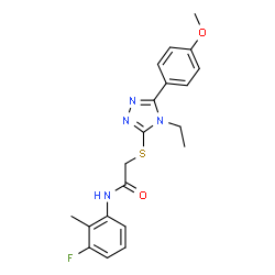 ChemSpider 2D Image | 2-{[4-Ethyl-5-(4-methoxyphenyl)-4H-1,2,4-triazol-3-yl]sulfanyl}-N-(3-fluoro-2-methylphenyl)acetamide | C20H21FN4O2S