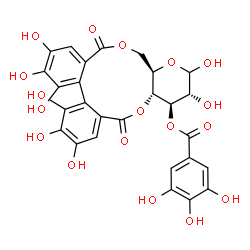ChemSpider 2D Image | (11aR,14R,15R,15aR)-2,3,4,5,6,7,13,14-Octahydroxy-9,17-dioxo-9,11,11a,13,14,15,15a,17-octahydrodibenzo[g,i]pyrano[3,2-b][1,5]dioxacycloundecin-15-yl 3,4,5-trihydroxybenzoate | C27H22O18