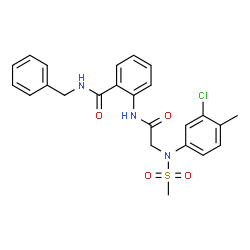 ChemSpider 2D Image | N-Benzyl-2-{[N-(3-chloro-4-methylphenyl)-N-(methylsulfonyl)glycyl]amino}benzamide | C24H24ClN3O4S