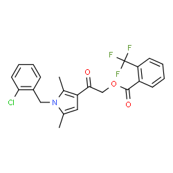 ChemSpider 2D Image | 2-[1-(2-Chlorobenzyl)-2,5-dimethyl-1H-pyrrol-3-yl]-2-oxoethyl 2-(trifluoromethyl)benzoate | C23H19ClF3NO3