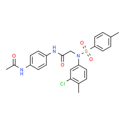 ChemSpider 2D Image | N-(4-Acetamidophenyl)-N~2~-(3-chloro-4-methylphenyl)-N~2~-[(4-methylphenyl)sulfonyl]glycinamide | C24H24ClN3O4S