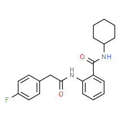 ChemSpider 2D Image | N-Cyclohexyl-2-{[(4-fluorophenyl)acetyl]amino}benzamide | C21H23FN2O2