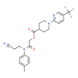 ChemSpider 2D Image | 2-[(2-Cyanoethyl)(4-methylphenyl)amino]-2-oxoethyl 1-[5-(trifluoromethyl)-2-pyridinyl]-4-piperidinecarboxylate | C24H25F3N4O3