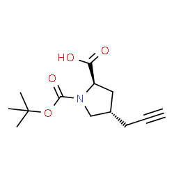 ChemSpider 2D Image | (4S)-1-{[(2-Methyl-2-propanyl)oxy]carbonyl}-4-(2-propyn-1-yl)-D-proline | C13H19NO4