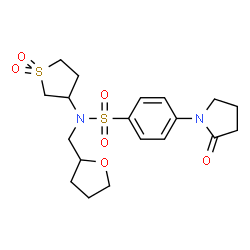 ChemSpider 2D Image | N-(1,1-Dioxidotetrahydro-3-thiophenyl)-4-(2-oxo-1-pyrrolidinyl)-N-(tetrahydro-2-furanylmethyl)benzenesulfonamide | C19H26N2O6S2