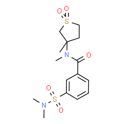 ChemSpider 2D Image | 3-(Dimethylsulfamoyl)-N-methyl-N-(3-methyl-1,1-dioxidotetrahydro-3-thiophenyl)benzamide | C15H22N2O5S2