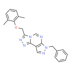 ChemSpider 2D Image | 7-Benzyl-3-[(2,6-dimethylphenoxy)methyl]-7H-pyrazolo[4,3-e][1,2,4]triazolo[4,3-c]pyrimidine | C22H20N6O