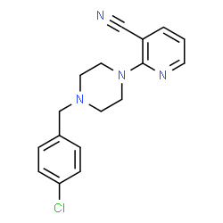 ChemSpider 2D Image | 2-[4-(4-Chlorobenzyl)-1-piperazinyl]nicotinonitrile | C17H17ClN4