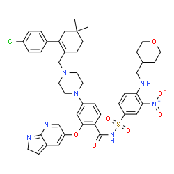 ChemSpider 2D Image | 4-(4-{[2-(4-Chlorophenyl)-4,4-dimethyl-1-cyclohexen-1-yl]methyl}-1-piperazinyl)-N-({3-nitro-4-[(tetrahydro-2H-pyran-4-ylmethyl)amino]phenyl}sulfonyl)-2-(2H-pyrrolo[2,3-b]pyridin-5-yloxy)benzamide | C45H50ClN7O7S