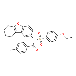 ChemSpider 2D Image | N-[(4-Ethoxyphenyl)sulfonyl]-4-methyl-N-(6,7,8,9-tetrahydrodibenzo[b,d]furan-2-yl)benzamide | C28H27NO5S
