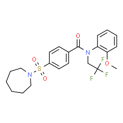 ChemSpider 2D Image | 4-(1-Azepanylsulfonyl)-N-(2-methoxyphenyl)-N-(2,2,2-trifluoroethyl)benzamide | C22H25F3N2O4S