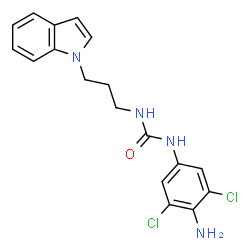 ChemSpider 2D Image | 1-(4-Amino-3,5-dichlorophenyl)-3-[3-(1H-indol-1-yl)propyl]urea | C18H18Cl2N4O