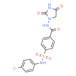 ChemSpider 2D Image | 4-[(4-Chlorophenyl)sulfamoyl]-N-(2,4-dioxo-1-imidazolidinyl)benzamide | C16H13ClN4O5S