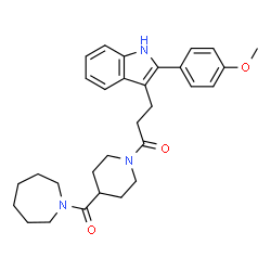 ChemSpider 2D Image | 1-[4-(1-Azepanylcarbonyl)-1-piperidinyl]-3-[2-(4-methoxyphenyl)-1H-indol-3-yl]-1-propanone | C30H37N3O3