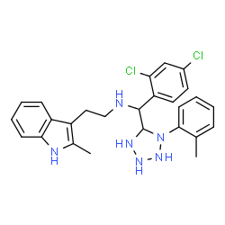 ChemSpider 2D Image | N-{(2,4-Dichlorophenyl)[1-(2-methylphenyl)-5-tetrazolidinyl]methyl}-2-(2-methyl-1H-indol-3-yl)ethanamine | C26H28Cl2N6