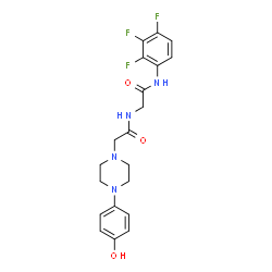 ChemSpider 2D Image | N~2~-{[4-(4-Hydroxyphenyl)-1-piperazinyl]acetyl}-N-(2,3,4-trifluorophenyl)glycinamide | C20H21F3N4O3