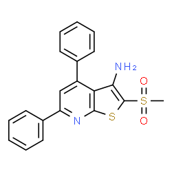 ChemSpider 2D Image | 2-methylsulfonyl-4,6-diphenyl-3-thieno[2,3-b]pyridinamine | C20H16N2O2S2
