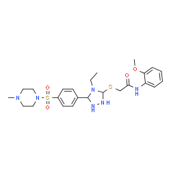 ChemSpider 2D Image | 2-[(4-Ethyl-5-{4-[(4-methyl-1-piperazinyl)sulfonyl]phenyl}-1,2,4-triazolidin-3-yl)sulfanyl]-N-(2-methoxyphenyl)acetamide | C24H34N6O4S2