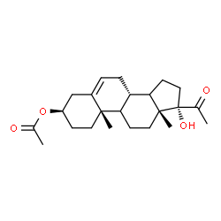 ChemSpider 2D Image | (3alpha,8alpha,9xi,10alpha,13alpha,14xi,17alpha)-17-Hydroxy-20-oxopregn-5-en-3-yl acetate | C23H34O4