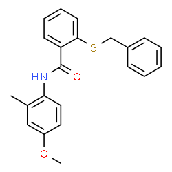 ChemSpider 2D Image | 2-(Benzylsulfanyl)-N-(4-methoxy-2-methylphenyl)benzamide | C22H21NO2S