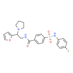ChemSpider 2D Image | 4-[(4-Fluorophenyl)sulfamoyl]-N-[2-(2-furyl)-2-(1-pyrrolidinyl)ethyl]benzamide | C23H24FN3O4S