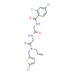 ChemSpider 2D Image | N-(2,4-Dichlorobenzoyl)glycyl-N-allyl-N-[(5-chloro-2-thienyl)methyl]glycinamide | C19H18Cl3N3O3S
