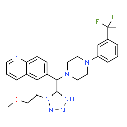 ChemSpider 2D Image | 6-([1-(2-Methoxyethyl)-5-tetrazolidinyl]{4-[3-(trifluoromethyl)phenyl]-1-piperazinyl}methyl)quinoline | C25H30F3N7O